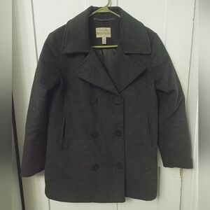 Women's Cabela's Wool Pea Coat Jacket Grey Buttons Size Medium